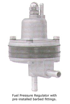 Fuel Pressure Regulator with pre-installed barbed fittings.