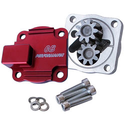 1861 Maxi 30 Full Flow Oil Pump with Red Anodized Billet Cover with 3/8'' outlet (to '70)