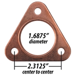 3640 Copper Exhaust Gasket - Small 3 Bolt Flange