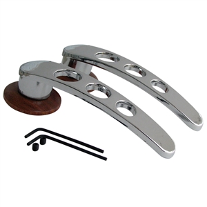 4845 Inner Door Handle with Rosewood Escutcheon - Flat4 Chrome - fits to '66, Type-1 (sold in pairs)