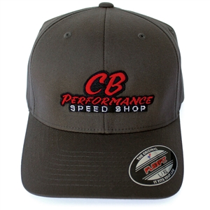 7947 NO LONGER AVAILABLE - Dark Grey Flexfit Hat - Red Speed Shop Logo - L/XL