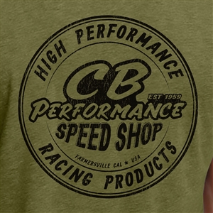 CB Speed Shop Round Logo T-Shirt - Military Green (specify size)