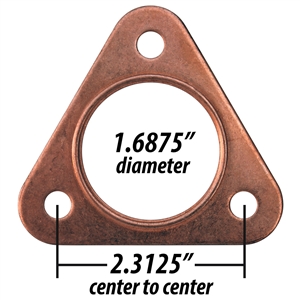 3640 Copper Exhaust Gasket - Small 3 Bolt Flange
