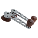 4843 Flat4 Chrome Window Cranks with Rosewood Knob and Escutcheon - Type-1, 2 and 3 '68-on (sold in pairs)