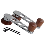 4844 Window Cranks with Rosewood Knob and Escutcheon - Flat4 Chrome - fits through '67 Type-1, 2 and 3 (sold in pairs)