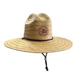 Round Logo Straw Hat (Faux Leather Patch)