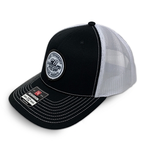 8023 Black / White Mesh Hat - Round Speed Shop Patch (Snapback)