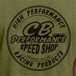 CB Speed Shop Round Logo T-Shirt - Military Green (specify size)